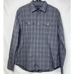 John Varvatos Luxe Plaid Button-Down Preppy Shirt - Size Large